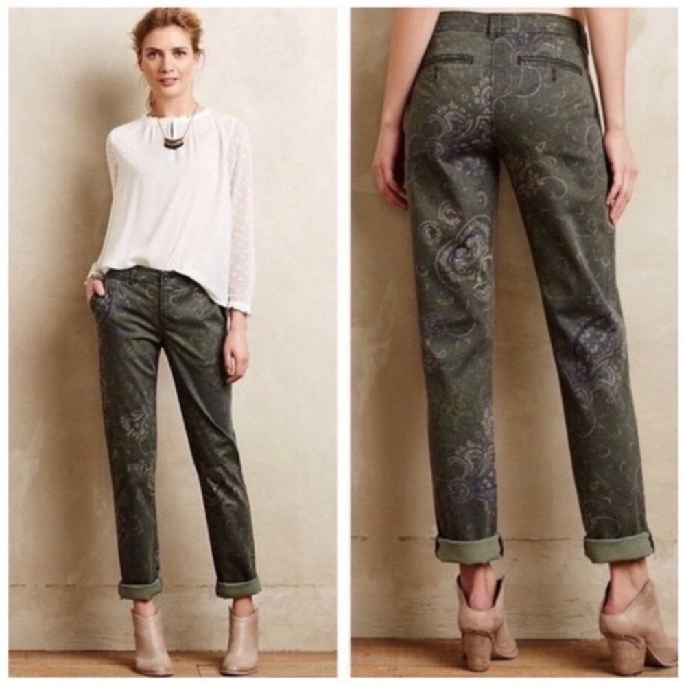 Anthropologie- Pilcro & The Letterpress 'Hyphen' Paisley Chinos size 28